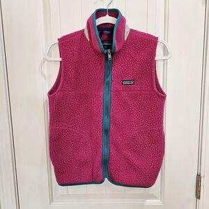 Patagonia Pink and Blue Fleece Vest for Outdoor Adventures